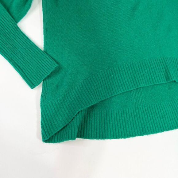 Halogen Wool Blend Sweater Womens Medium Green Turtleneck Raglan Sleeves Hi-Low - Picture 2 of 8